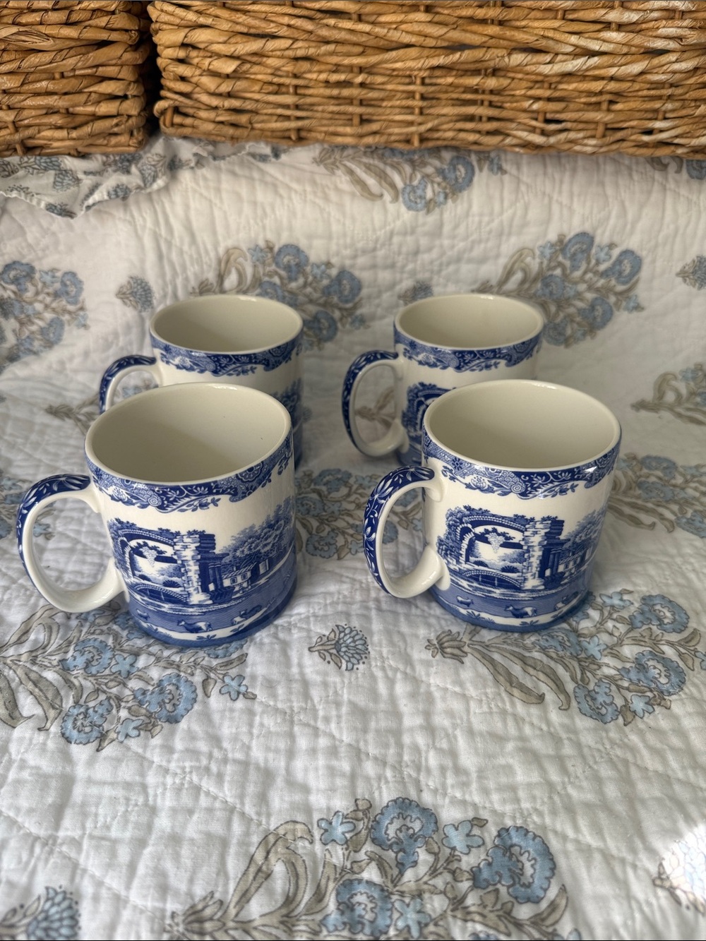 Spode Blue and White Transferware Mugs - Set of 4